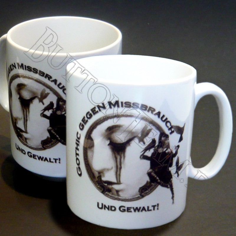 Tasse mit Logo Gothic gegen Missbrauch Tasse mit Logo Gothic gegen Missbrauch