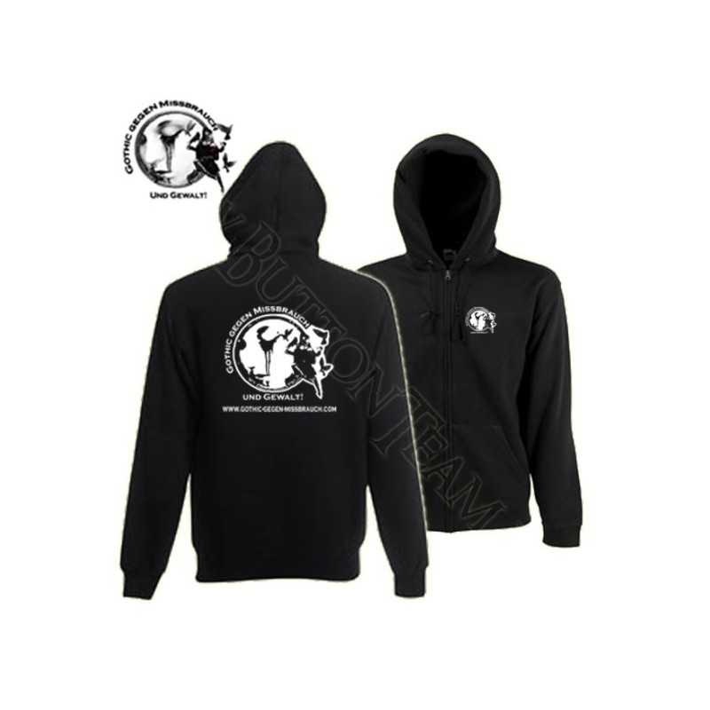Kapuzenjacke Gothic gegen Missbrauch