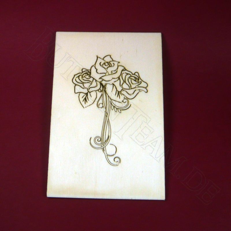 Holzpostkarte Rose 2