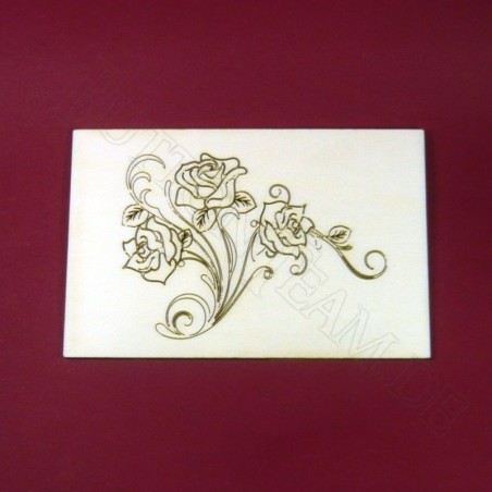 Holzpostkarte Rose 3