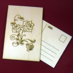 Holzpostkarte Rose 5